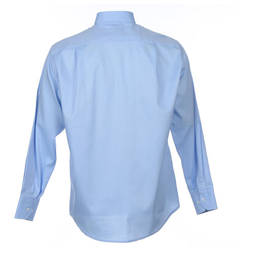 Chemise clergy Cococler m. longues Repassage facile Diagonale Mixte coton Bleu clair 6