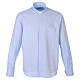 Chemise clergy Cococler m. longues Repassage facile Diagonale Mixte coton Bleu clair s1