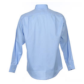 Camicia clergy M. Lunga Facile stiro Diagonale Misto cotone Celeste Cococler