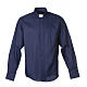 Camisa Clergy Manga Larga Planchado Facil Diagonal Mixto Algodón Azul Cococler s1