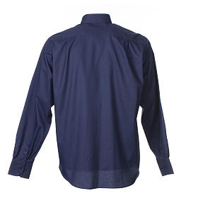 Camicia clergy M. Lunga Facile stiro Diagonale Misto cotone Blu Cococler