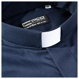 Camisa clergy M/L passo fácil sarja misto algodão azul escuro Cococler