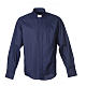 Long sleeve blue mix cotton clergy shirt easy to iron Cococler s1
