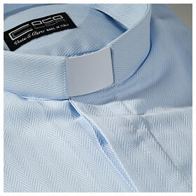 Clergy shirt Long sleeves easy-iron mixed herringbone cotton Light Blue Cococler
