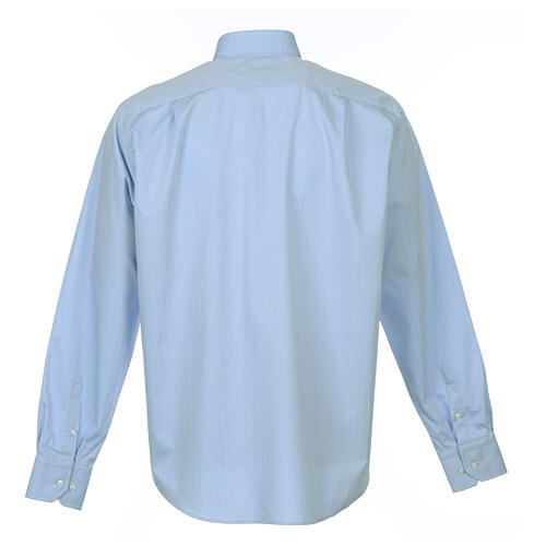 Clergy shirt Long sleeves easy-iron mixed herringbone cotton Light Blue Cococler 8