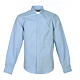 Clergy shirt Long sleeves easy-iron mixed herringbone cotton Light Blue Cococler s1