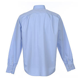 Koszula kapłańska długi rękaw, bawełna mieszana błękitna.