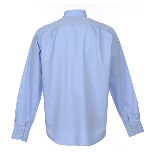 Koszula kapłańska długi rękaw, bawełna mieszana błękitna. Cococler 2