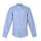 Camisa clergy M/L passo fácil espinha misto algodão azul claro Cococler s1