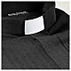 Clergy shirt Long sleeves easy-iron mixed herringbone cotton Black Cococler s2