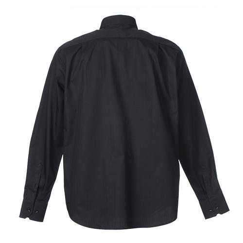 Camicia clergy M. Lunga Facile stiro Spigato Misto cotone Nero Cococler 2