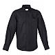 Pastor Long Sleeve Shirt easy-iron mixed herringbone cotton Black Cococler s1