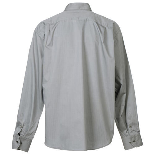 Collarhemd mit Langarm aus leicht zu bügelnden Baumwoll-Polyester-Mischgewebe mit Fischgrätenmuster in der Farbe Grau Cococler 3