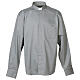 Collarhemd mit Langarm aus leicht zu bügelnden Baumwoll-Polyester-Mischgewebe mit Fischgrätenmuster in der Farbe Grau Cococler s1