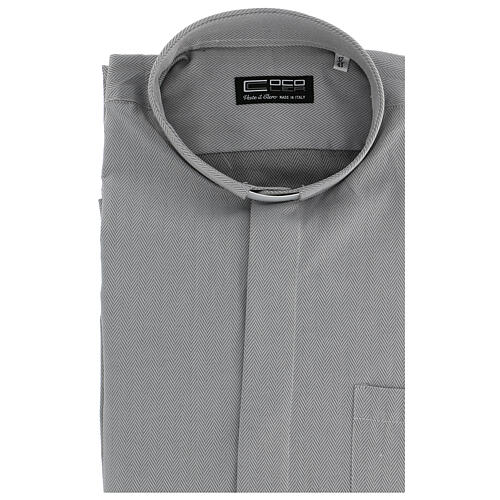 Camicia clergy M. Lunga Facile stiro Spigato Misto cotone Grigio Cococler 2