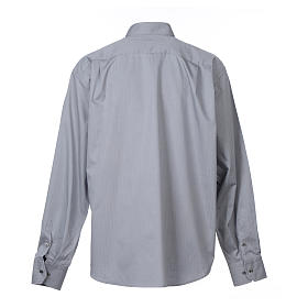 Clergy Shirts and collars: Clergy Collar Grey Shirt long sleeve easy-iron mixed herringbone cotton Clergy Shirts and collars: Clergy Collar Grey Shirt long sleeve easy-iron mixed herringbone cotton