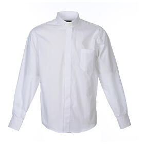 Clergy shirt long sleeves solid colour mixed cotton White Cococler