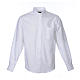 Clergy shirt long sleeves solid colour mixed cotton White s1