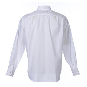 Camisa Clergy Manga Larga Color Uniforme Mixto Algodón Blanco