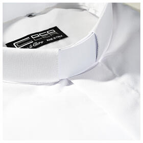 Camisa clergy M/L uma cor misto algodão branco Cococler