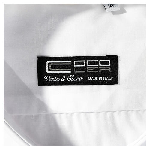 Camisa clergy M/L uma cor misto algodão branco Cococler 3