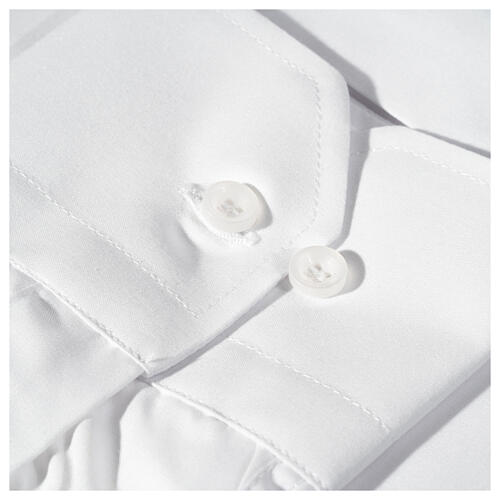 Camisa clergy M/L uma cor misto algodão branco Cococler 5
