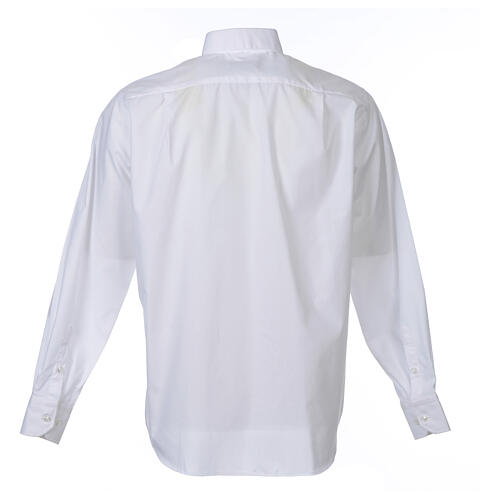 Camisa clergy M/L uma cor misto algodão branco Cococler 6