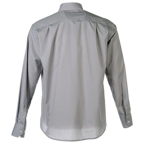 Clergy shirt long sleeves solid colour mixed cotton Light Grey Cococler 5
