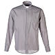 Clergy shirt long sleeves solid colour mixed cotton Light Grey Cococler s1