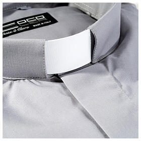Camisa clergy M/L uma cor misto algodão cinzento claro Cococler