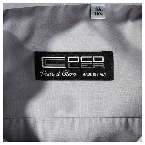 Camisa clergy M/L uma cor misto algodão cinzento claro Cococler 3