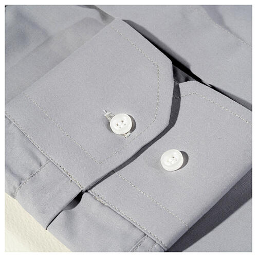 Tab Collar Light Grey Shirt long sleeve solid color mixed cotton Cococler 4