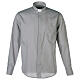 Tab Collar Light Grey Shirt long sleeve solid color mixed cotton Cococler s1