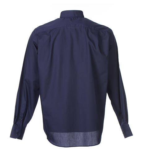 Collarhemd mit Langarm aus Baumwoll-Polyester-Mischgewebe in der Farbe Blau 2