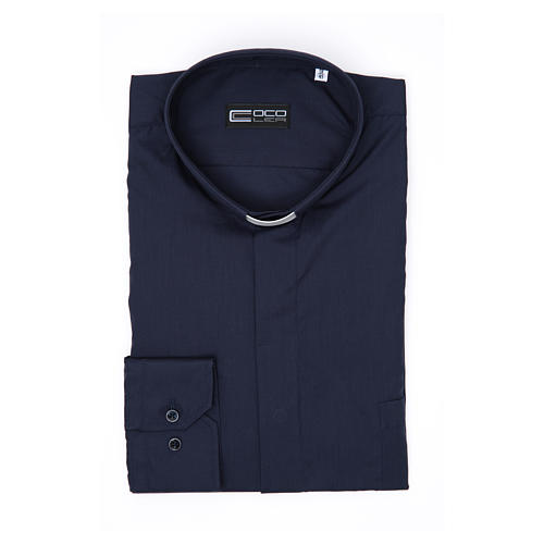 Collarhemd mit Langarm aus Baumwoll-Polyester-Mischgewebe in der Farbe Blau 3