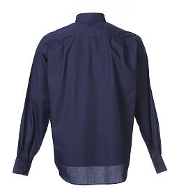 Camicia clergy M. Lunga tinta unita Misto cotone Blu Cococler