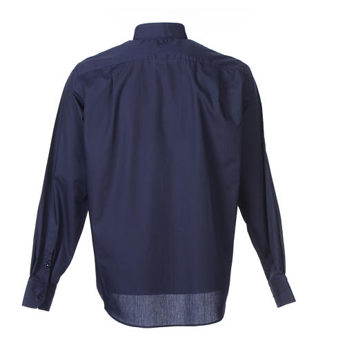 Camicia clergy M. Lunga tinta unita Misto cotone Blu Cococler 2