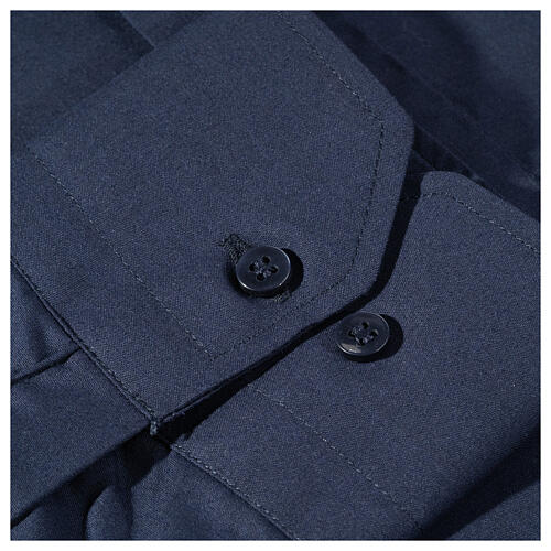 Camisa clergy M/L uma cor misto algodão azul escuro Cococler 5