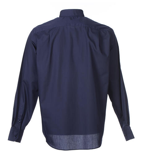 Camisa clergy M/L uma cor misto algodão azul escuro Cococler 6