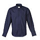 Long-sleeve clergy shirt solid color mixed cotton Blue Cococler s1
