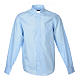 Clergy shirt long sleeves solid colour mixed cotton Light Blue Cococler s1