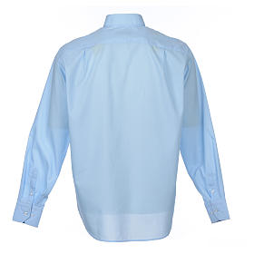 Camicia clergy M. Lunga tinta unita Misto cotone Celeste Cococler
