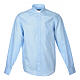 Camisa clergy M/L uma cor misto algodão azul claro Cococler s1