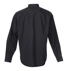 Collarhemd mit Langarm aus Baumwoll-Polyester-Mischgewebe in der Farbe Schwarz