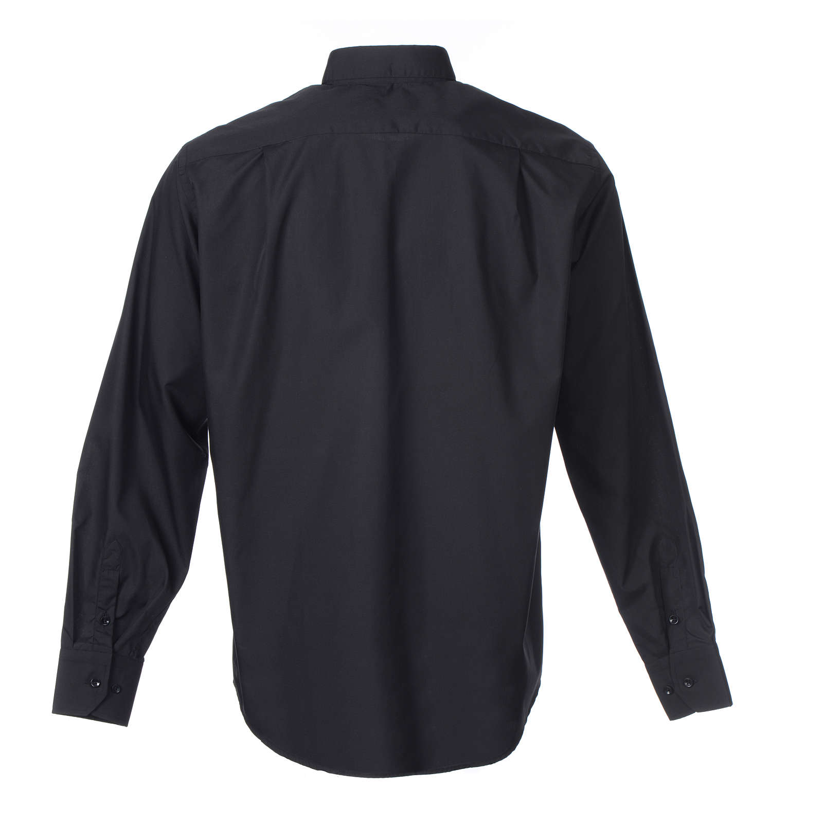 Clerical shirt long sleeve solid colour mixed cotton Black | online ...