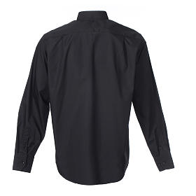 Clerical Shirts and collars: Clerical shirt long sleeve solid colour mixed cotton Black