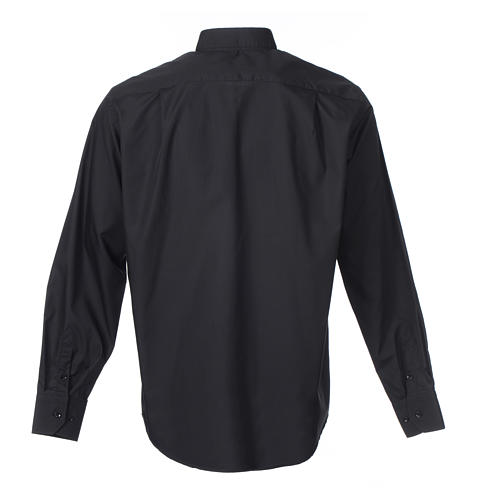 Clerical shirt long sleeve solid colour mixed cotton Black 2