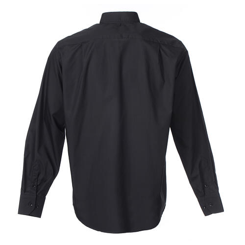 Camisa Clergy Manga Larga Color Uniforme Mixto Algodón Negro Cococler 5