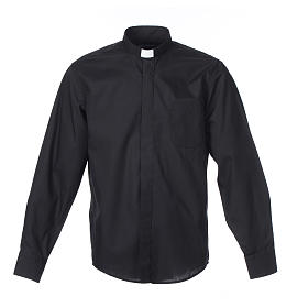 Camicia clergy M. Lunga tinta unita Misto cotone Nero Cococler