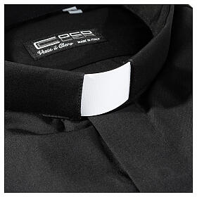 Camisa clergy M/L uma cor misto algodão preto Cococler